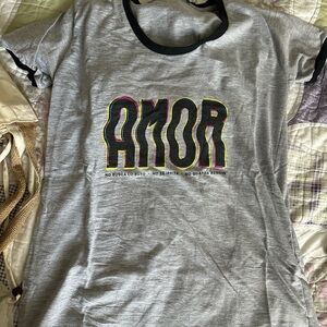 Gray T-Shirt with 'AMOR' Graphic